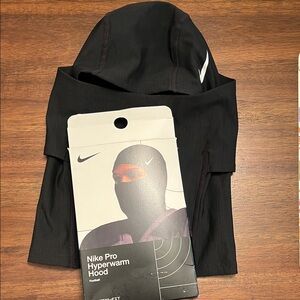 Nike Black Pro Hyperwarm Hood with White Swoosh